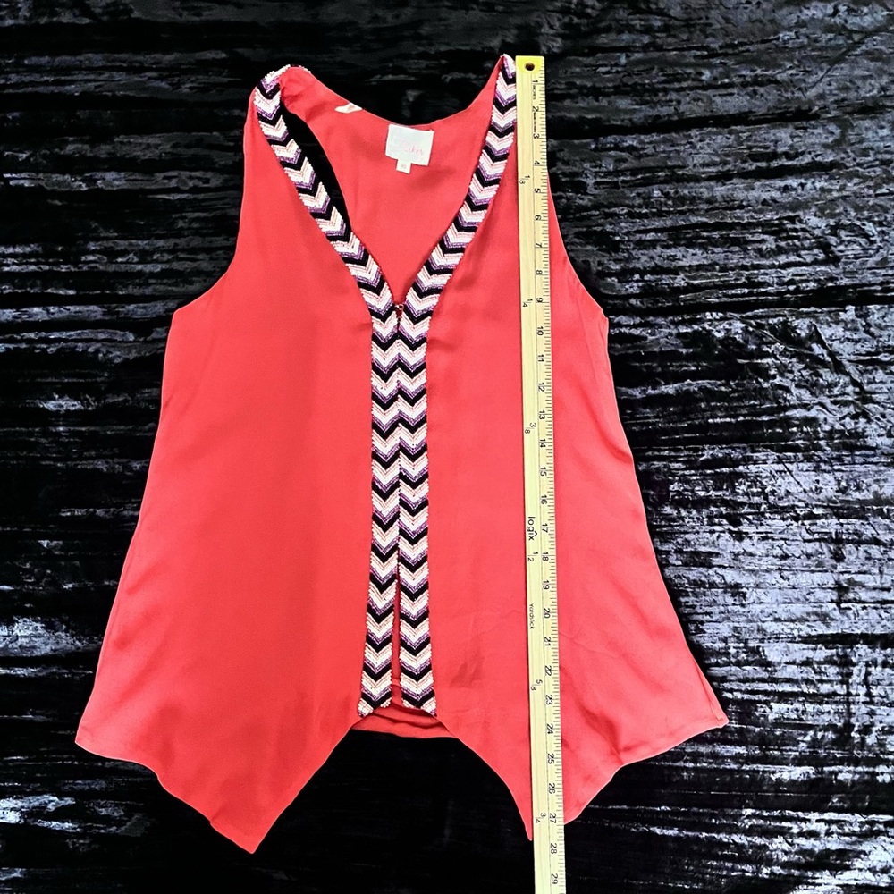 Parker Womens Silk Tank Top Beaded Orange Size XS Asymmetric Hem Boho Resortwear - Picture 12 of 14